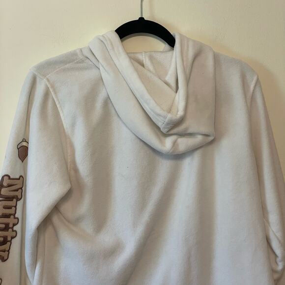 90s Vintage Disney XL fleece hoodie Chip and Dale white cabincore pocket NUTTY - Picture 6 of 7